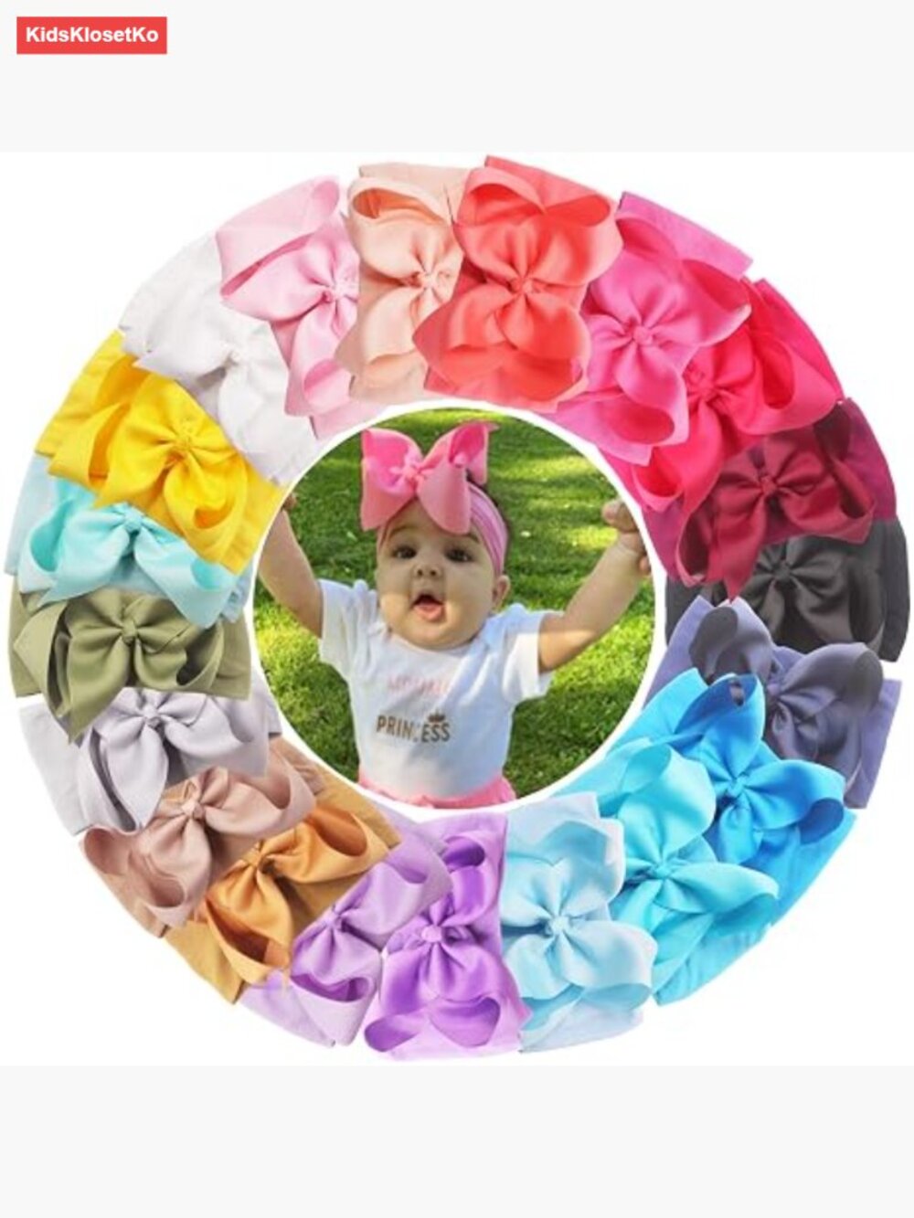 20 Pack Stretchy Nylon Baby Headbands with Large Bows